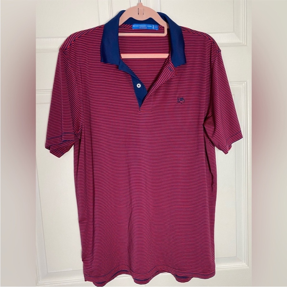 Southern Tide Shirt Polo Golf Shirt Pink Blue size Medium
